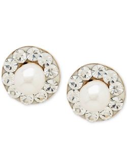 MACY'S Children's Cultured Freshwater Pearl (3mm) and Cubic Zirconia Stud Earrings in 14k Gold