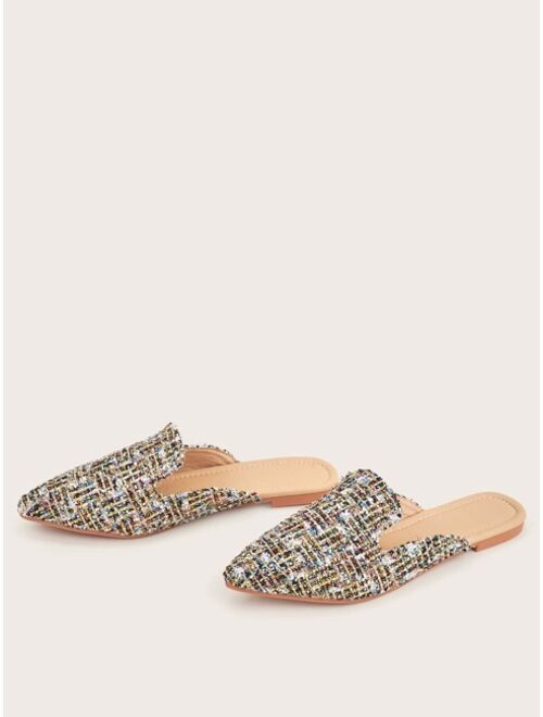 Shein Tweed Flat Mules