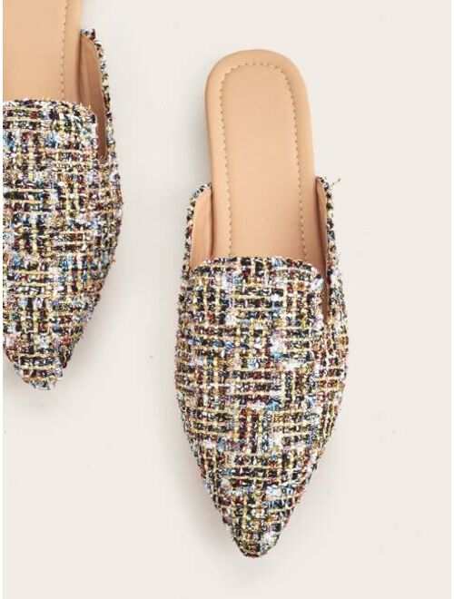 Shein Tweed Flat Mules
