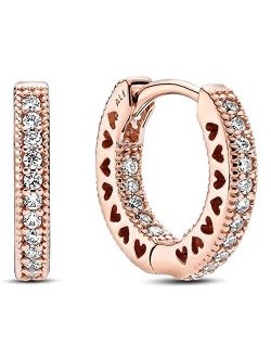 Jewelry Hoop Cubic Zirconia Earrings in Pandora Rose