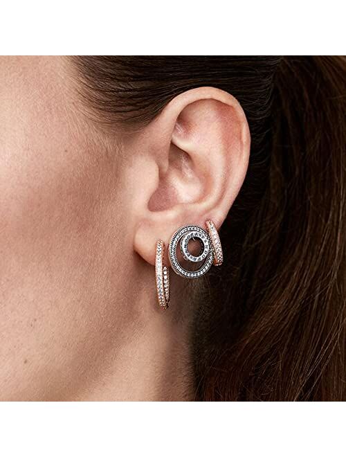 Pandora Jewelry Hoop Cubic Zirconia Earrings in Pandora Rose