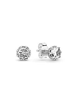 Jewelry - Sparkling Crown Stud Cubic Zirconia Earrings - Gift for Her - Sterling Silver