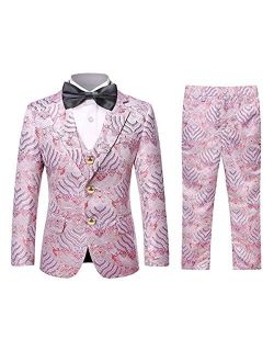 Swotgdoby Boys Tuxedo Suit Fashion Dress 3 Pieces Blazer Vest Pants 4 Colors Weding Festive Attire