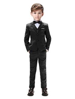Gent M Boys Suits 5 Pieces Slim Fit Blazer Pants Black Blue Outfit Suit for Wedding