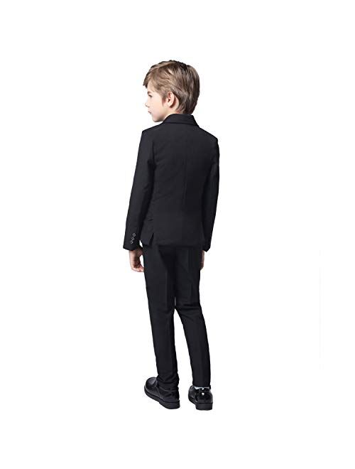 Lycody Boys Suits Formal 5 Piece Notched Lapel Suit Set with Tie and Vest