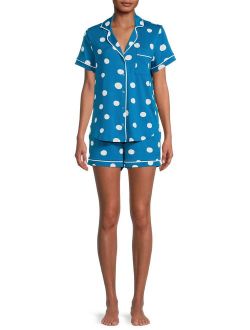 Women's and Women's Plus Size Top and Shorts Pajama Set, 2-Piece