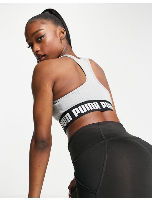 PUMA Training Strong mid support sports bra in gray