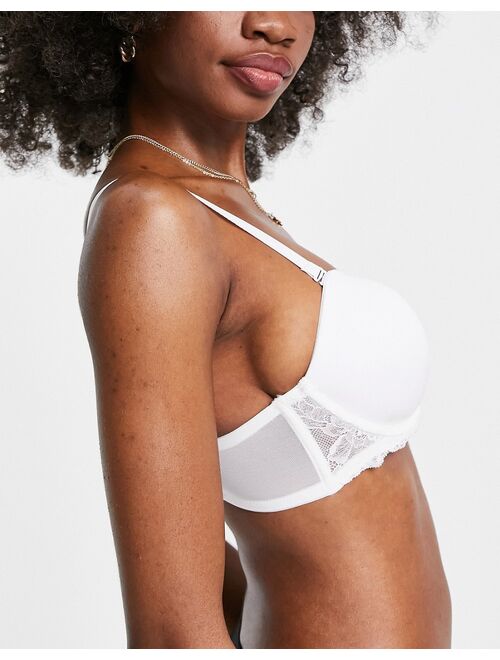 ASOS DESIGN Fuller Bust padded multiway balcony bra with underwire in white
