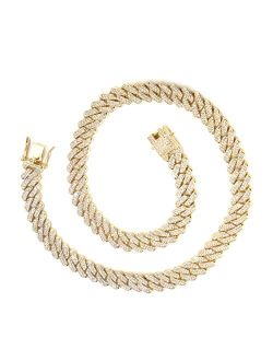Goodat Cuban Link Chains Mens Iced Out Miami Cuban Chain Necklaces Silver/Gold Bling Diamond Hip Hop Jewelry for Women