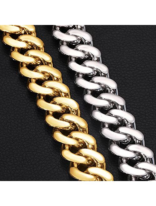 MLENS 20MM 4 Rows Full Iced Out Cuban Link Chain Hip Hop 18K White Gold/Real Gold Plated 5A Cubic-Zirconia Necklace for Women Miami Rapper Bling Diamond Choker Jewelry Gi