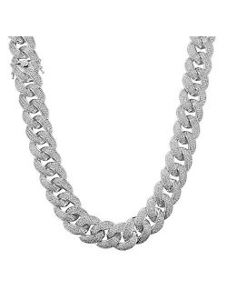 NIV'S BLING | Iced Lab Diamond Chain Necklace 3 Row Cubic Zirconia - Miami Cuban Link Chain for Men and Women | 18K Yellow Gold and White Gold Plated Choker Necklace