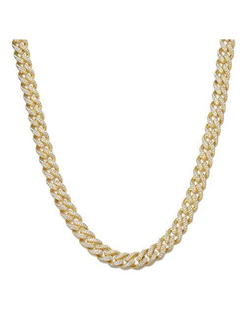Rosgld Cuban Link Chain for Men Miami Iced Out Cuban Necklace Gold Sliver Diamond Chain Bling 13MM Chain Necklaces for Men Women Hip Hop Rapper Jewelry Gift