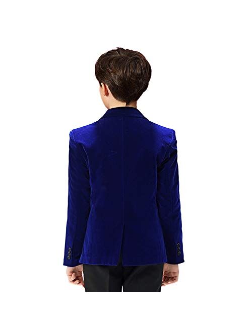 Boihedy Boys Suit Jacket for Kids Formal Velvet Blazer
