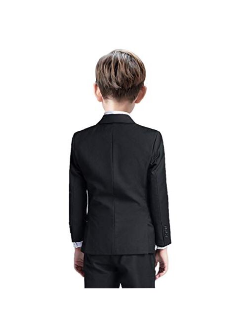 SaiLiiny Boys Blazer Slim Suit Coat with Lapel Formal Suits Black Blue One-Button Jacket for Kids