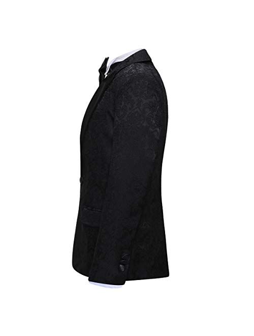 SWOTGdoby Boys Tuxedo Suit Shiny Fashion Dress 2 Pieces Blazer Pants Sequin Shawl Collar