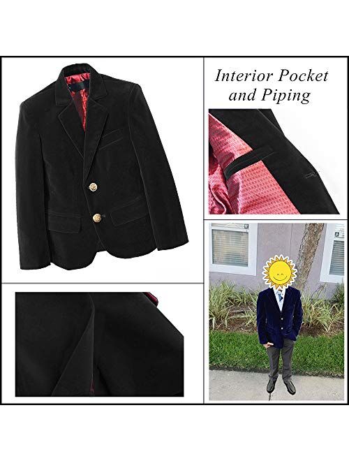 Yavakoor Boy Vlevet Blazer Suit Jacket for Boys Formal