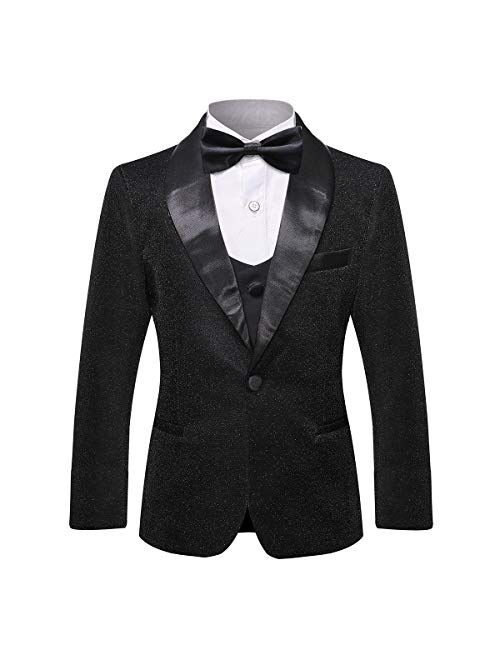 SWOTGdoby Boys Shiny Suits Slim Fit 3 Pieces Suit Set Fading Mermaid Colors for Party Prom