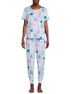Women's and Women's Plus T-shirt and Joggers Pajama Set, 2-Piece
