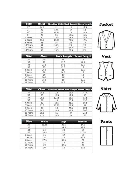 Boihedy Boys Suits for Kids Formal 5 Piece Dress Suit Set Complete Outfit