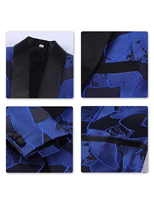 SWOTGdoby Boys Tuxedo Suit Formal Jacquard Dress 3 Pieces Blazer Vest Pants