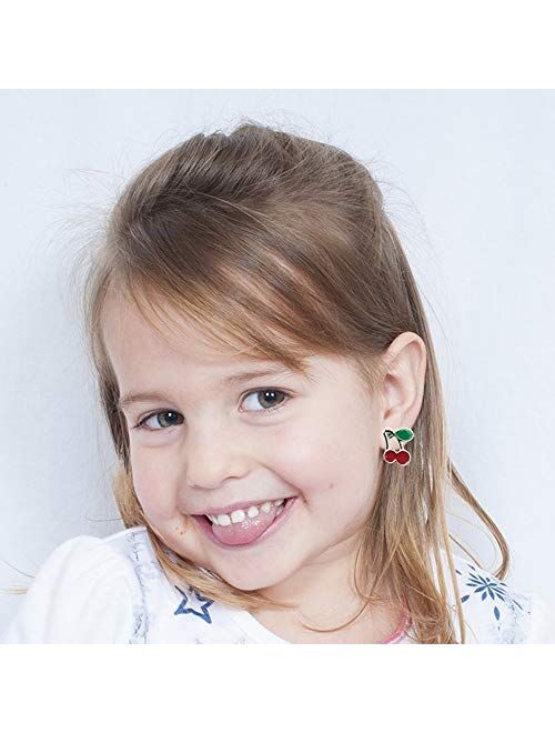 NEWITIN 52 Pairs Colorful Cute Stud Earrings Hypoallergenic Earrings Stainless Steel Earrings for Girls and Women