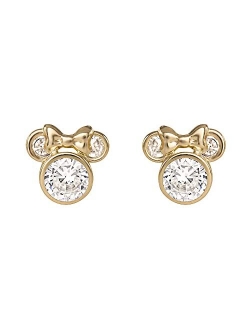 Jewelry - Mickey or Minnie Mouse Cubic Zirconia Stud Earrings, 10k Yellow Gold