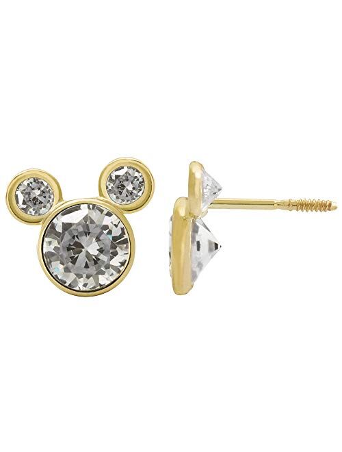 Disney Jewelry - Mickey or Minnie Mouse Cubic Zirconia Stud Earrings, 10k Yellow Gold