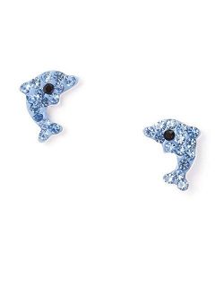 Claire's Sterling Silver Crystal Dolphin Stud Earrings