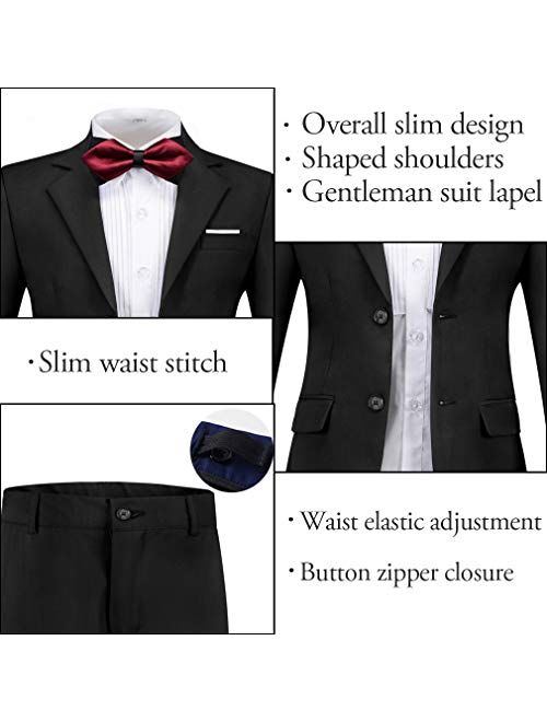 SaiLiiny Boys Formal Suit Set Complete Outfit Slim Fit Tuxedo for Boy