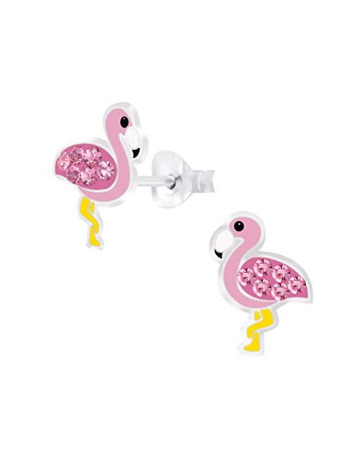 Unknown 925 Sterling Silver Pink Flamingo Stud Earrings 31402 (Nickel Free)