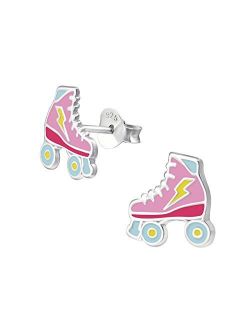 Unknown 925 Sterling Silver Pink Enamel Roller Skate Stud Earrings (Nickel Free) 33571