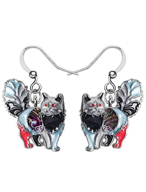 Generic Enamel Alloy Chubby Cat Earrings Kitten Drop Dangle Fashion Jewelry For Women Girls Pet Charm Gift
