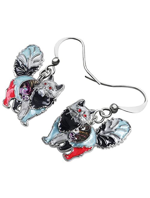 Generic Enamel Alloy Chubby Cat Earrings Kitten Drop Dangle Fashion Jewelry For Women Girls Pet Charm Gift