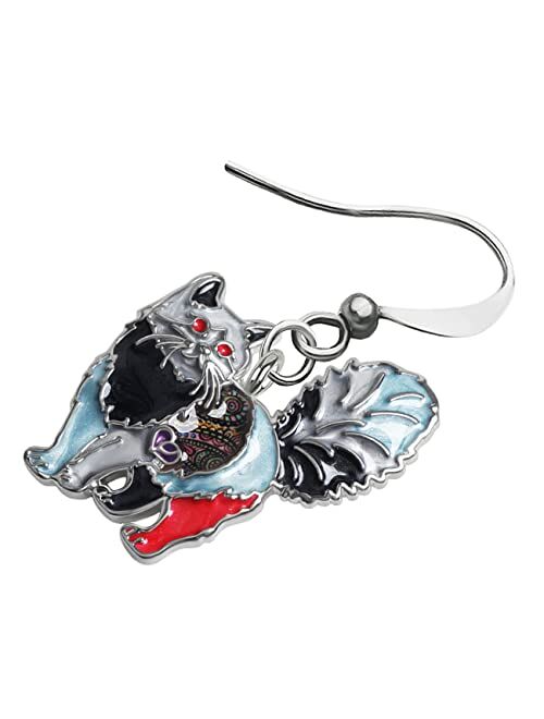 Generic Enamel Alloy Chubby Cat Earrings Kitten Drop Dangle Fashion Jewelry For Women Girls Pet Charm Gift