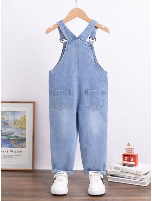 Shein Toddler Boys Pocket Front Ripped Denim Overall