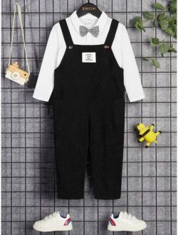 Toddler Boys 1pc Letter Patched Detail Overall Jumpsuit