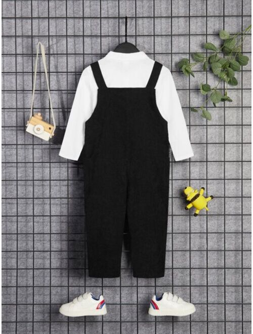 SHEIN Toddler Boys 1pc Letter Patched Detail Overall Jumpsuit