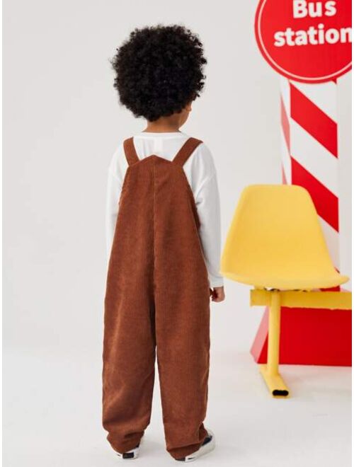 SHEIN Toddler Boys Patched Pocket Overall Jumpsuit Without Tee