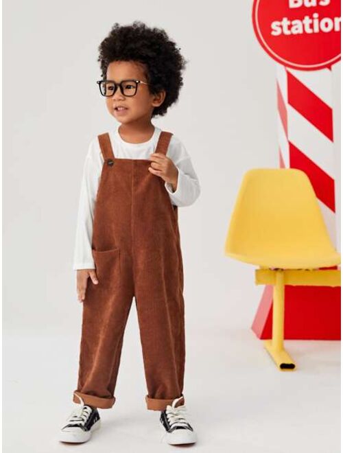 SHEIN Toddler Boys Patched Pocket Overall Jumpsuit Without Tee