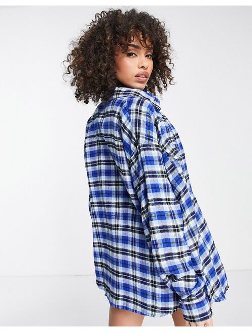 Missguided checked shirt in blue