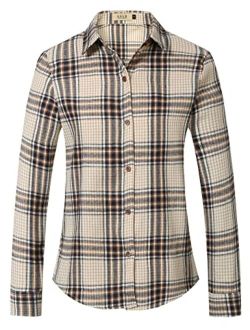 SSLR Flannel Shirts for Women Casual Plaid Long Sleeve Button Down Shirts for Women