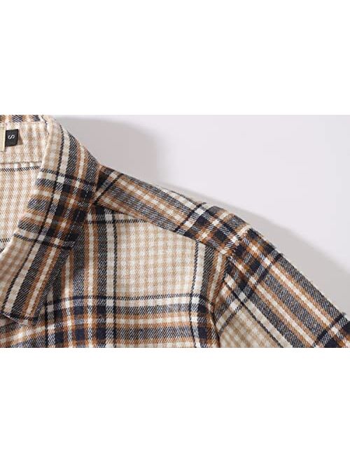 SSLR Flannel Shirts for Women Casual Plaid Long Sleeve Button Down Shirts for Women