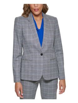 Women's Plaid One Button Jacket