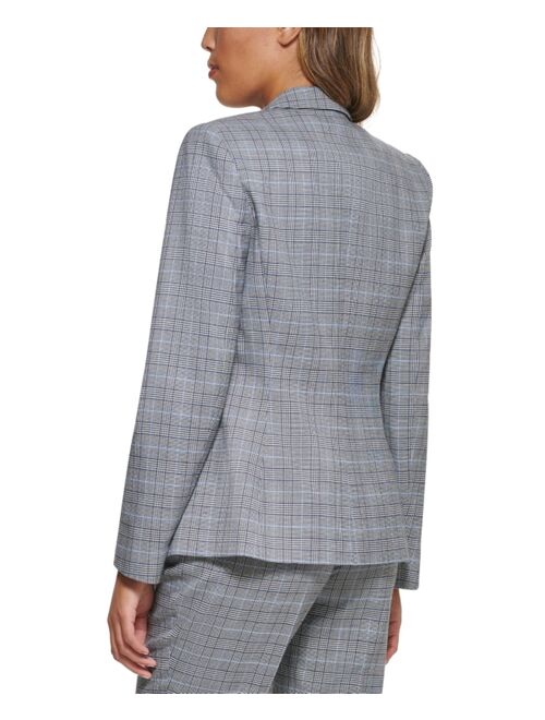 Calvin Klein Women's Plaid One Button Jacket