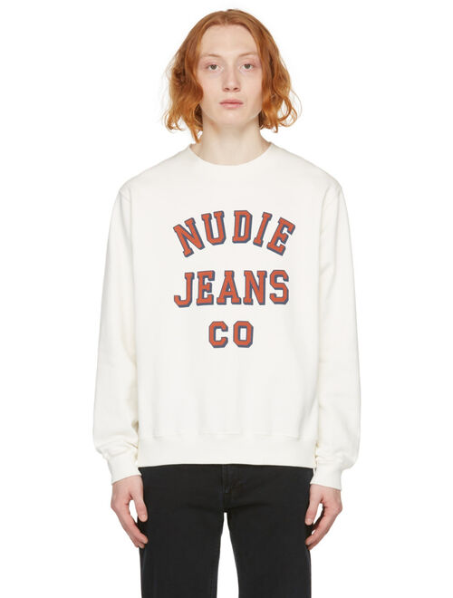 NUDIE JEANS White Lasse Logo Sweatshirt