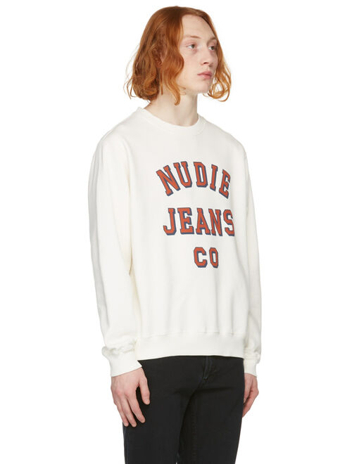 NUDIE JEANS White Lasse Logo Sweatshirt