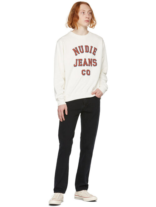 NUDIE JEANS White Lasse Logo Sweatshirt