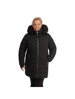 Plus Size London Fog Stretch Faux-Fur Hood Active Jacket