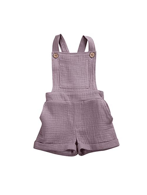 FLZS Infant Toddler Strap Pants Unisex Boys Girls Overall Solid Color Suspender Pants