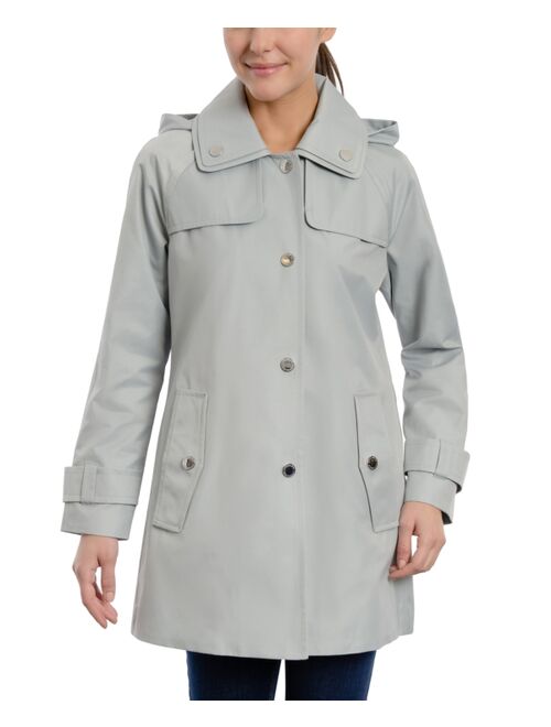 London Fog Women's Single-Breasted Hooded Raincoat